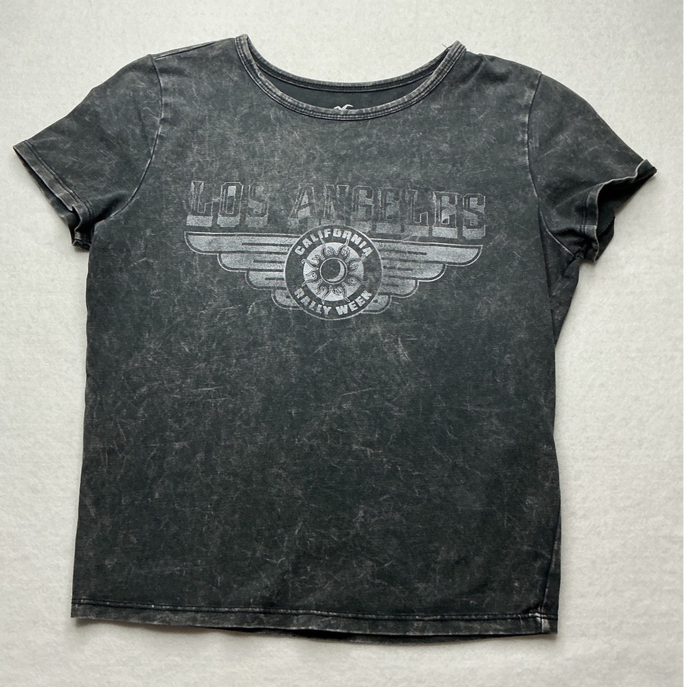Hollister Los Angeles California Rally Week Graphic T-Shirt Gray Acid Wash M